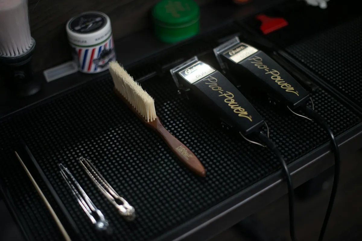 Variety of Moser Clippers and Accessories Display of Moser clippers and accessories